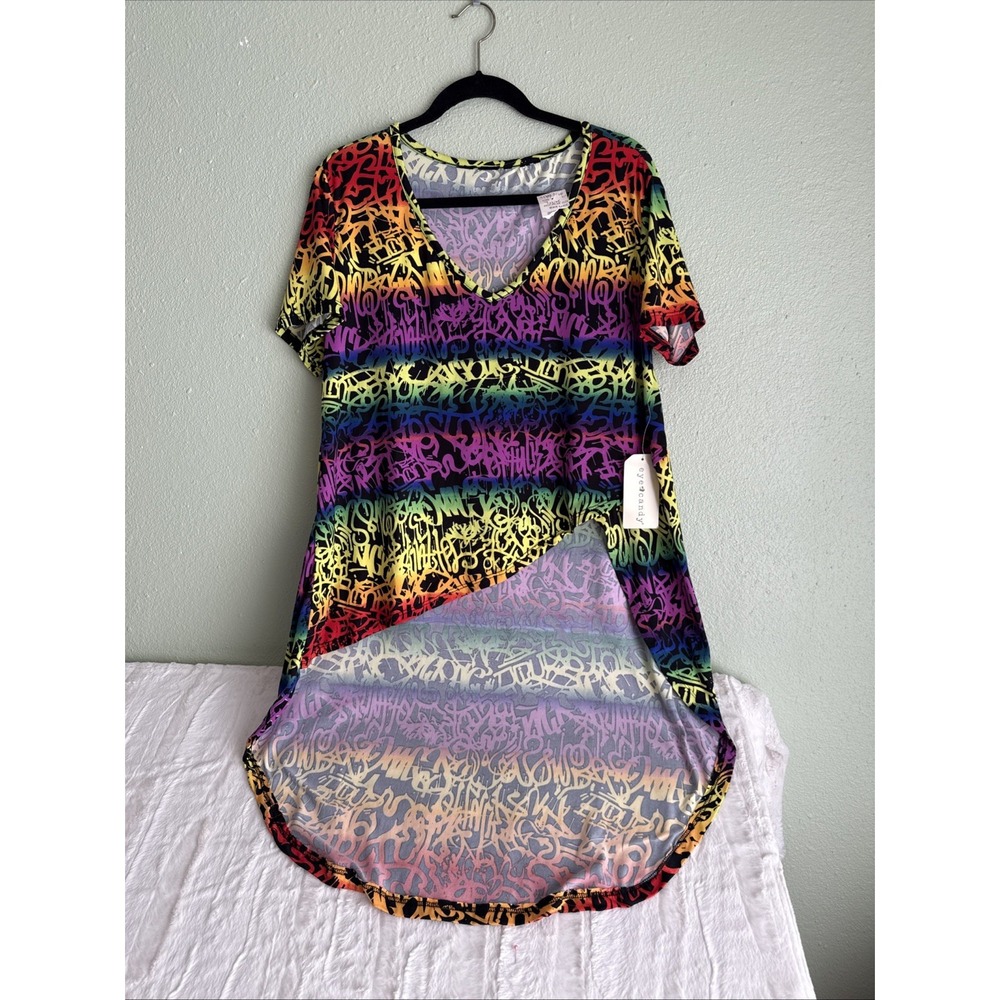 Eye Candy Womens Shirt Top Blouse High Low Hem Size 2X Multicolor Striped